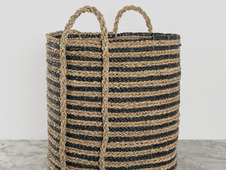 Handled Laundry Basket_Natural/Black LARGE Product Image